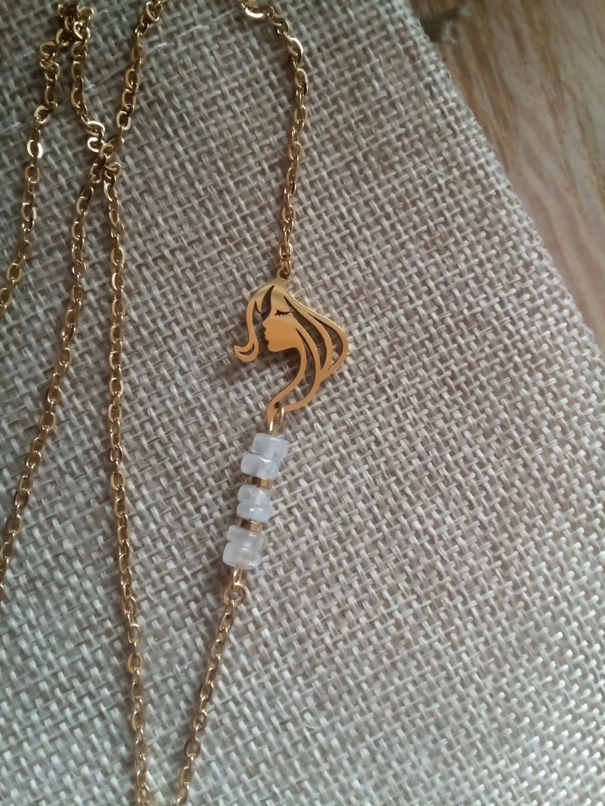 Collier réversible quartz rose et pierres de lune naturelles – photo 6